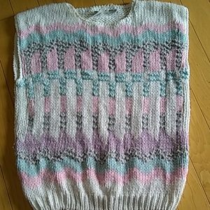 Hand-knit, vintage, short sleeve sweater